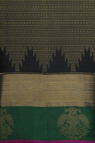 Jacquard Pattern Black Kanchipuram Silk Saree