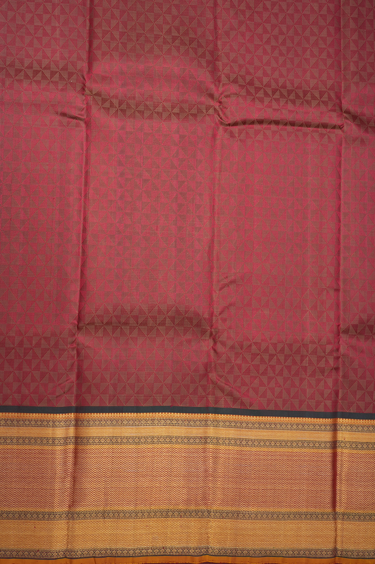 Jacquard Pattern Brick Red Kanchipuram Silk Saree
