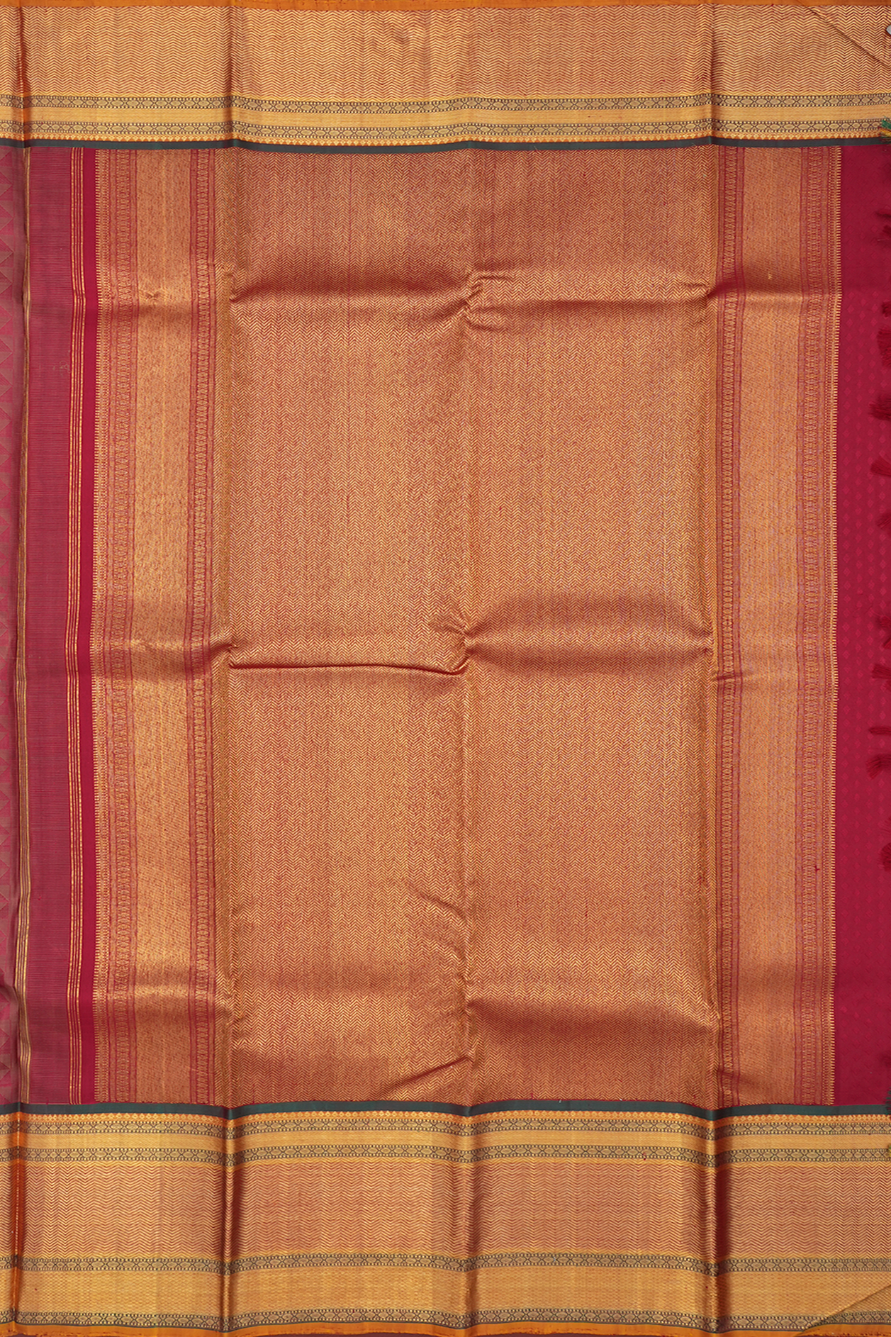 Jacquard Pattern Brick Red Kanchipuram Silk Saree