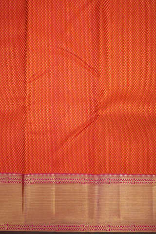 Jacquard Pattern Bright Orange Kanchipuram Silk Saree