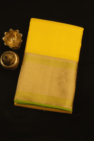 Jacquard Pattern Bright Yellow Kanchipuram Silk Saree