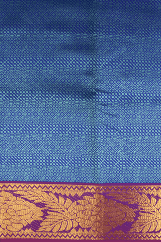 Jacquard Pattern Cobalt Blue Kanchipuram Silk Saree
