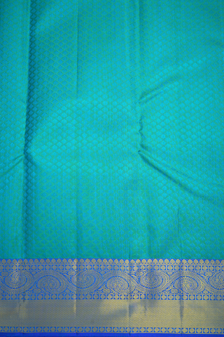 Jacquard Pattern Greenish Blue Kanchipuram Silk Saree