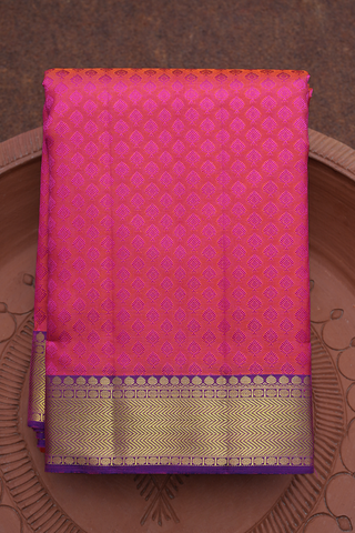 Jacquard Pattern Hot Pink Kanchipuram Silk Saree