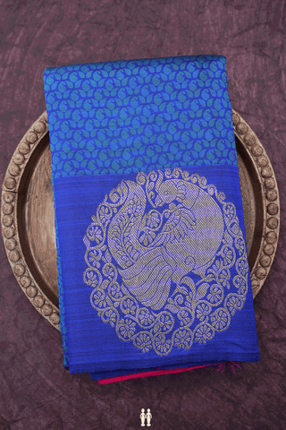 Jacquard Pattern Indigo Blue Kanchipuram Silk Saree