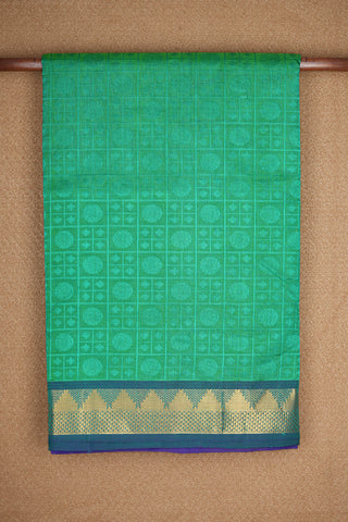 Jacquard Pattern Jade Green Nine Yards Silk Cotton Saree