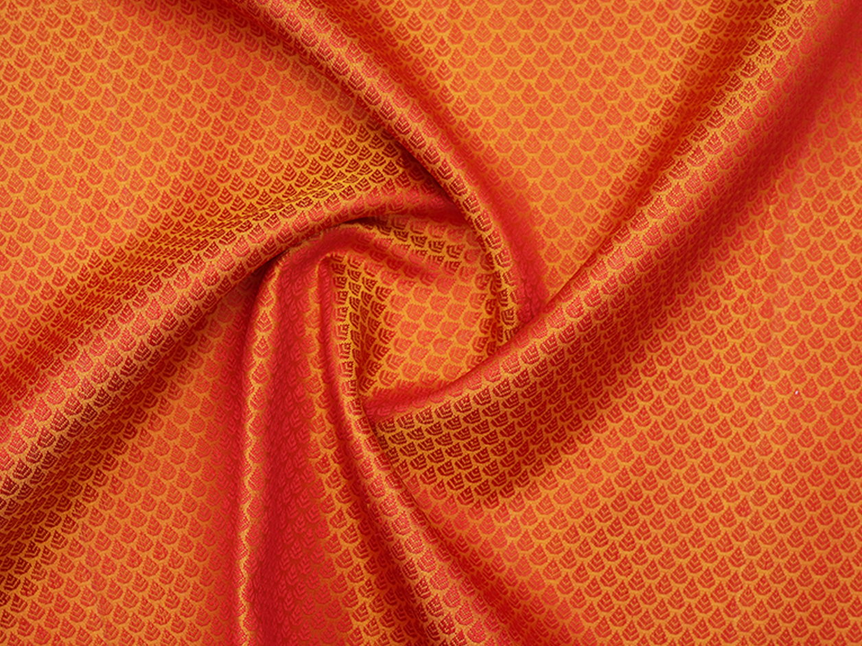 Jacquard Pattern Ochre Orange Kanchipuram Blouse Material