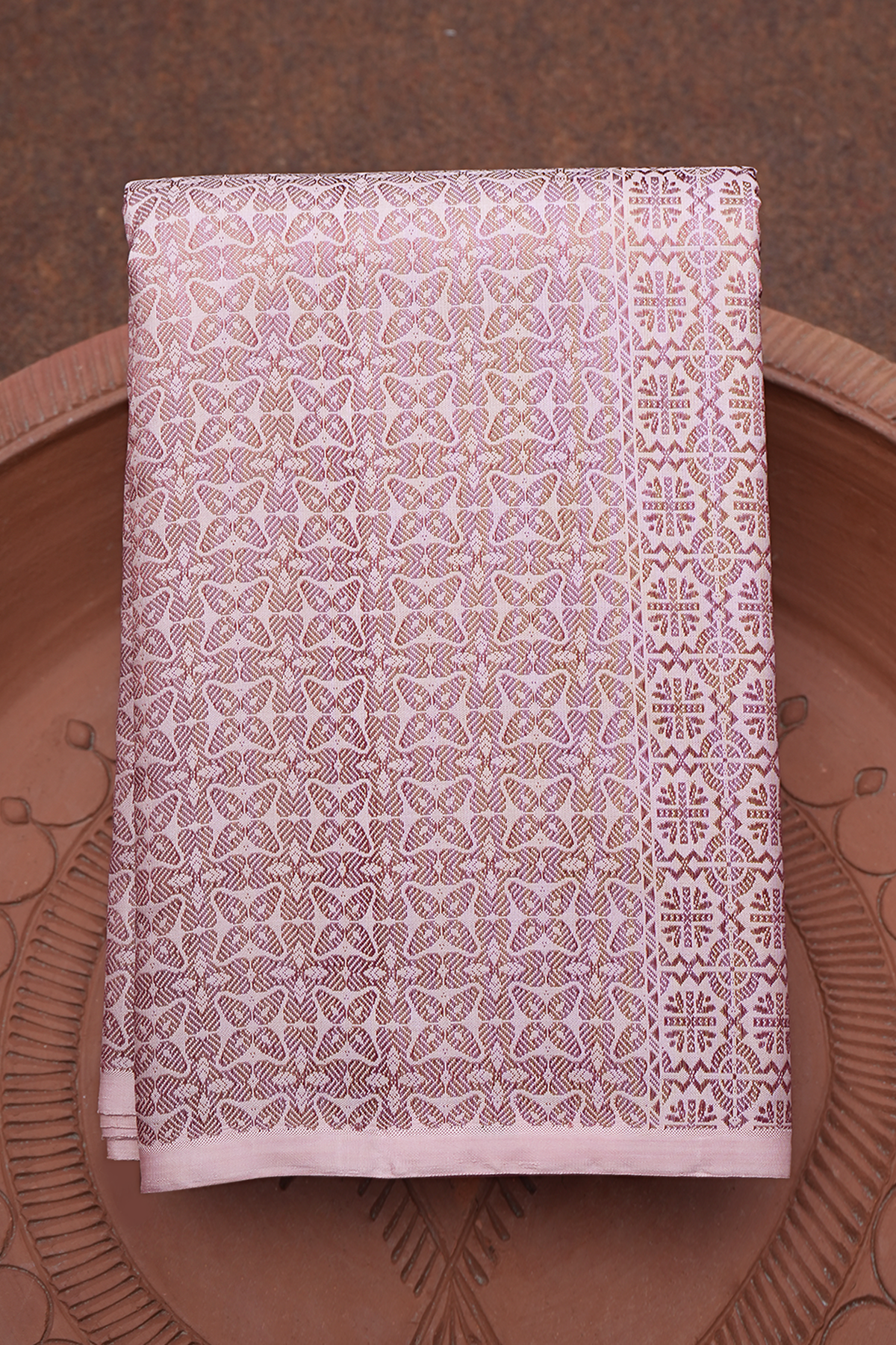 Jacquard Pattern Pastel Pink Kanchipuram Silk Saree