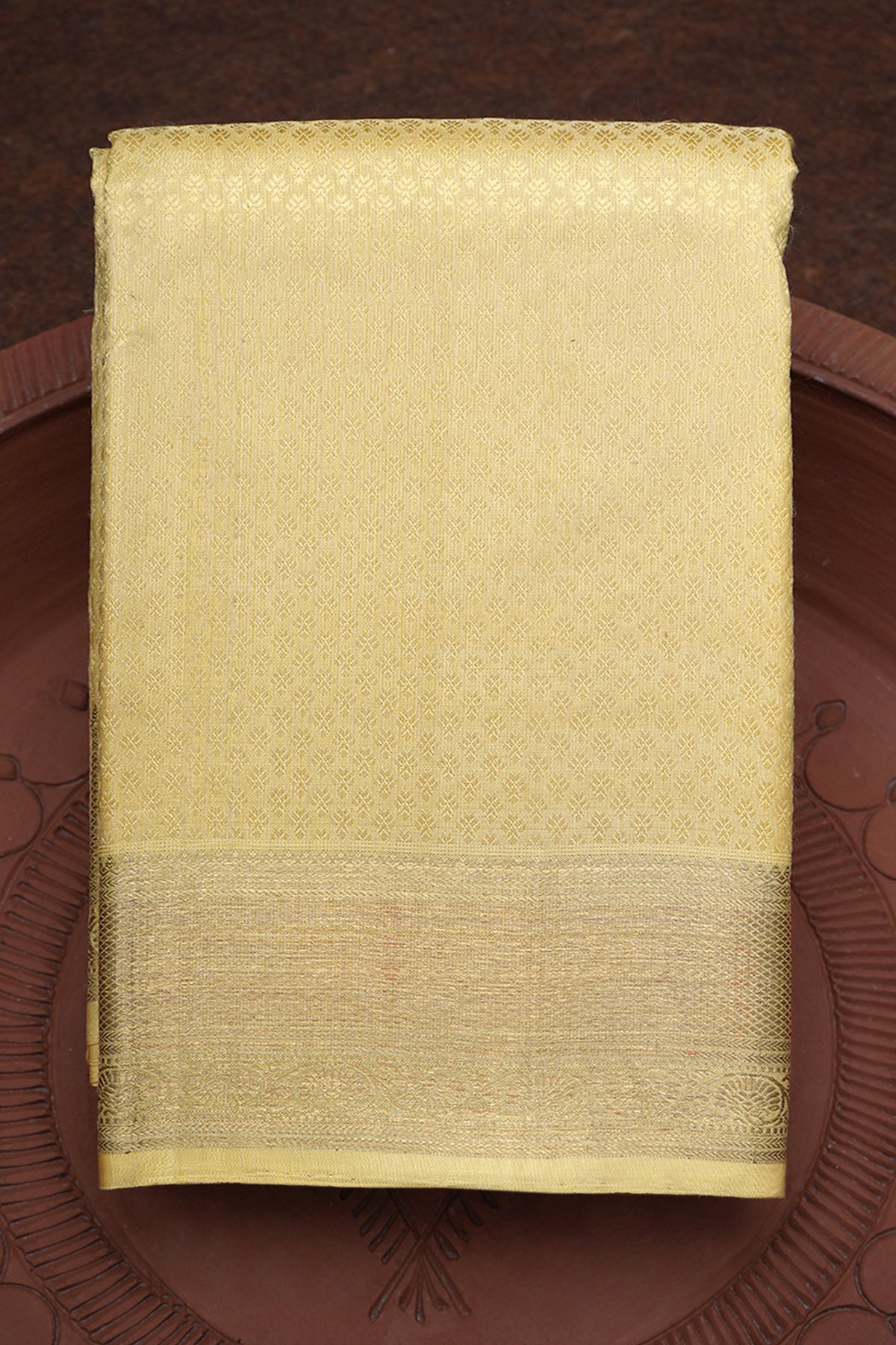 Jacquard Pattern Pastel Yellow Kanchipuram Silk Saree