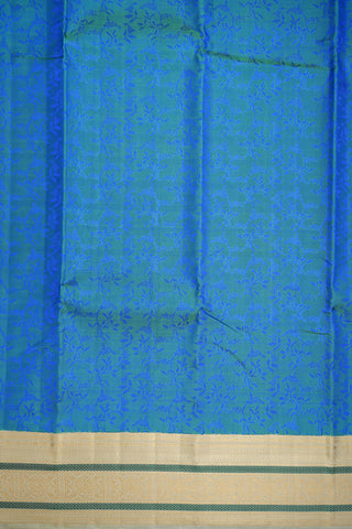 Jacquard Pattern Peacock Blue Kanchipuram Silk Saree