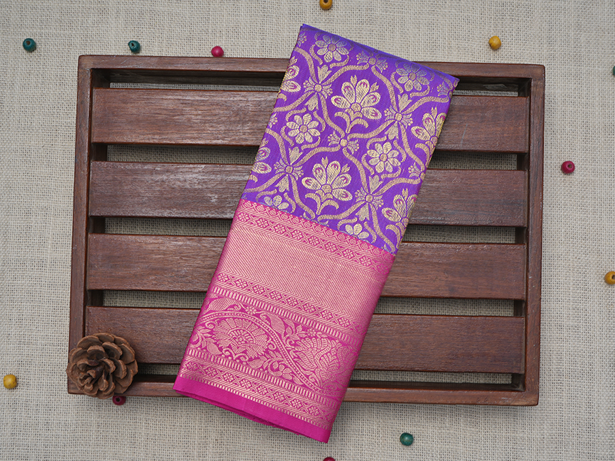 Brocade Pattern Purple Pavadai Sattai Material