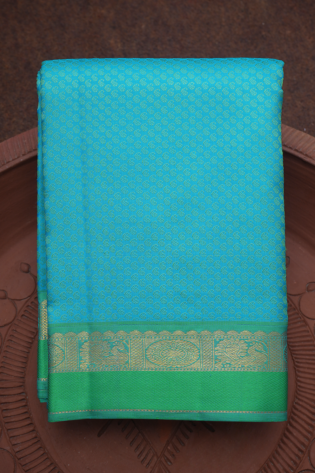 Jacquard Pattern Sky Blue Kanchipuram Silk Saree
