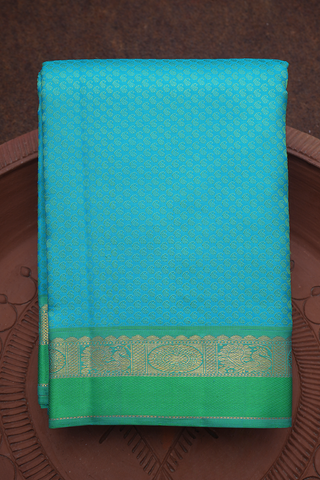 Jacquard Pattern Sky Blue Kanchipuram Silk Saree