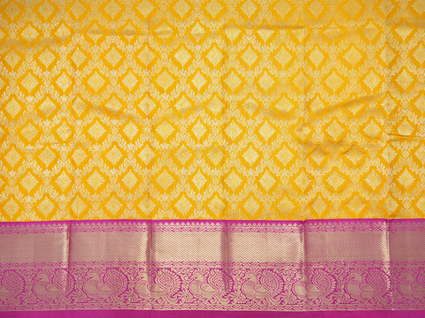 Brocade Pattern Saffron Yellow Pavadai Sattai Material