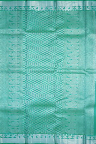 Jacquard Pattern Sea Green Kanchipuram Silk Saree