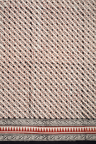 Allover Diagonal Pattern Beige Jaipur Cotton Saree