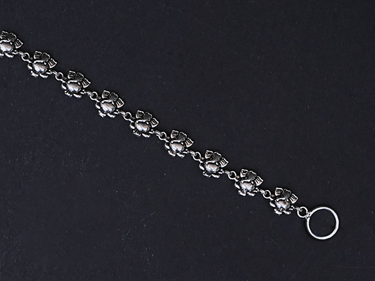 Oxidised Pure Silver Elephant Bracelet