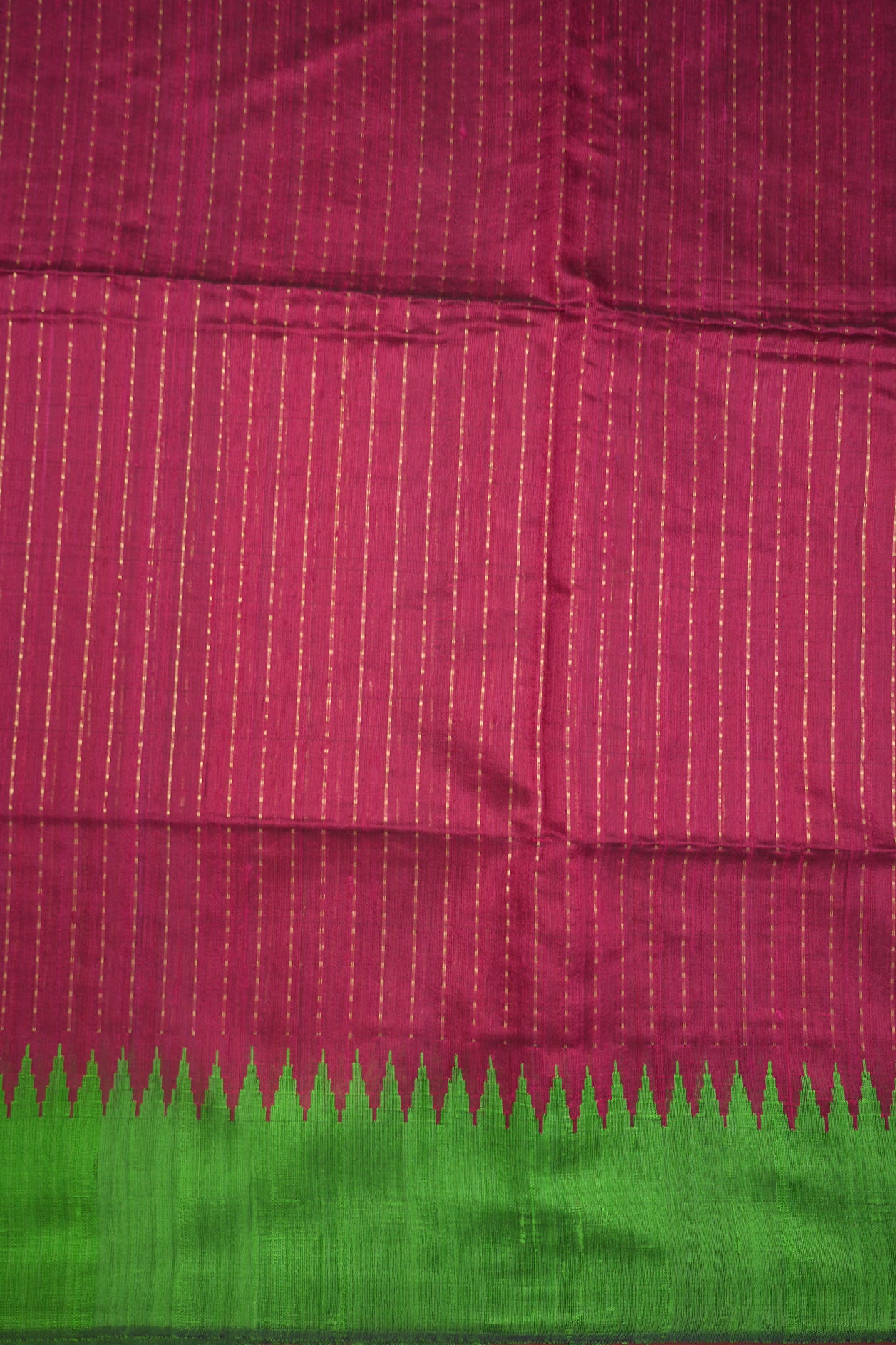 Allover Zari Stripes With Contrast Border Burgundy Jute Silk Saree