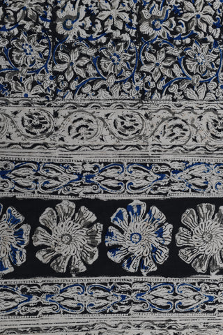 Kalamkari Printed Black Cotton Double Bedspread With Pillow Cover