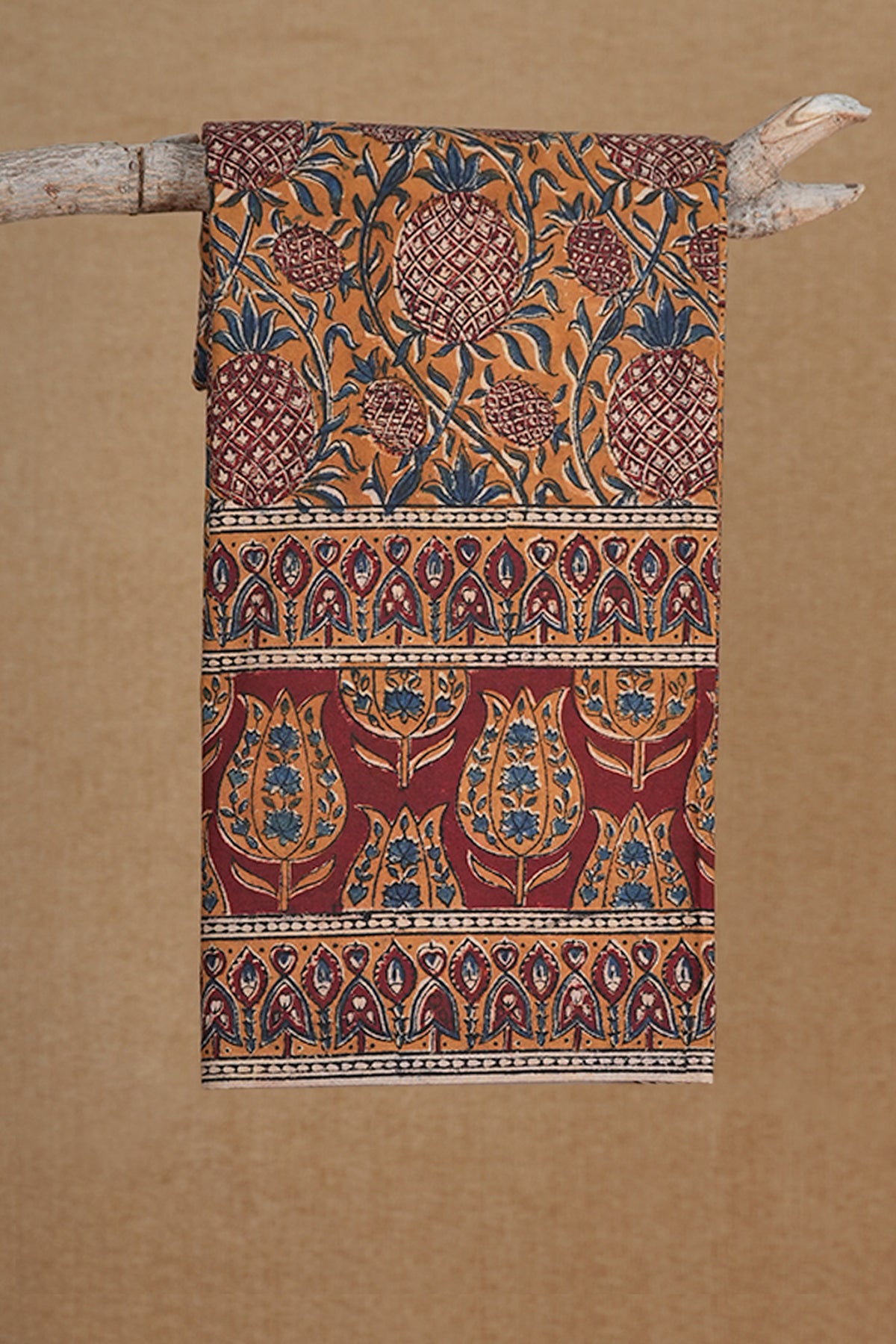 Kalamkari Printed Multicolor Cotton Single Bedspread