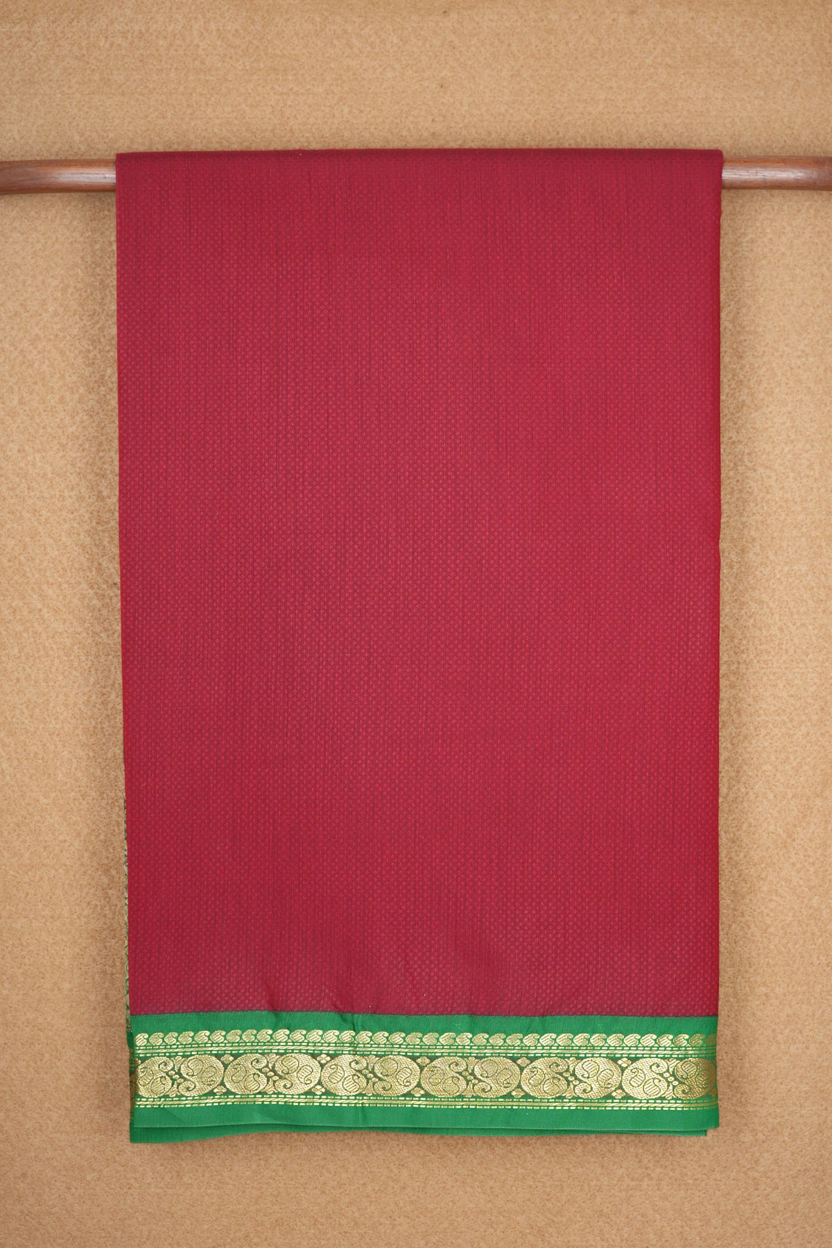 Contrast Border With Paisely Design Chilly Red Kalyani Cotton Saree