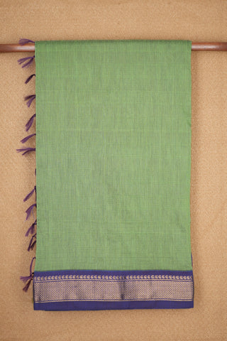 Copper Zari Vanki Design With Contrast Border Hunter Green Kalyani Cotton Saree