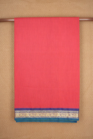 Gold Zari Peacock Design With Contrast Border Rose Pink Kalyani Cotton Saree