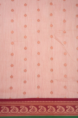 Paisely Design Border Peach Pink Kalyani Cotton Saree