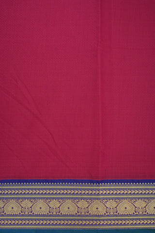 Traditional Gold Zari Contrast Border Magenta Color Kalyani Cotton Saree