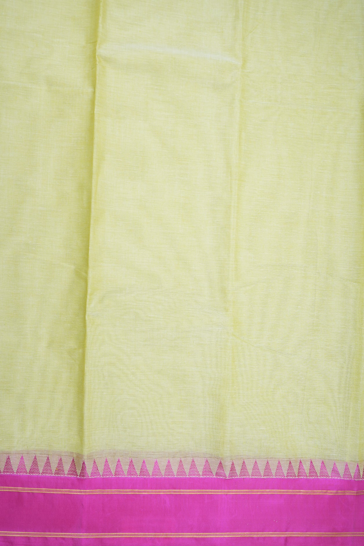 Contrast Threadwork Border Pastel yellow Kanchi Cotton Saree