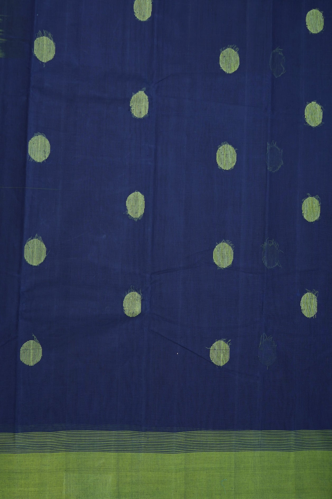 Polka Threadwork Motifs Oxford Blue Kanchi Cotton Saree