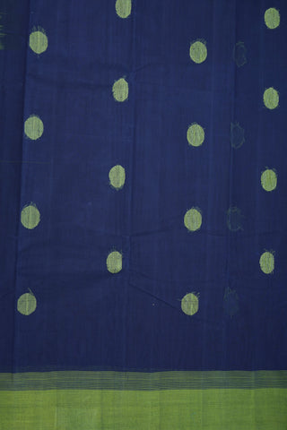 Polka Threadwork Motifs Oxford Blue Kanchi Cotton Saree