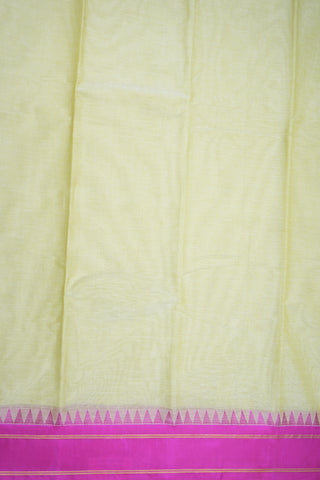 Contrast Threadwork Border Pastel yellow Kanchi Cotton Saree