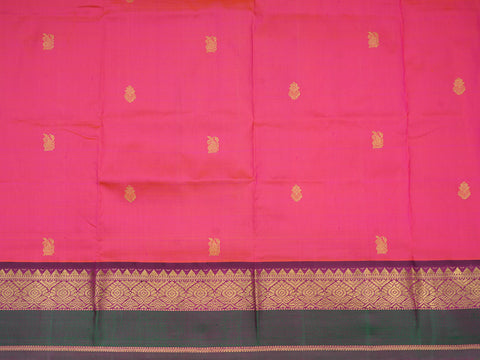 Paisley And Floral Zari Motfis Rani Pink Kanchipuram Silk Pavadai Material