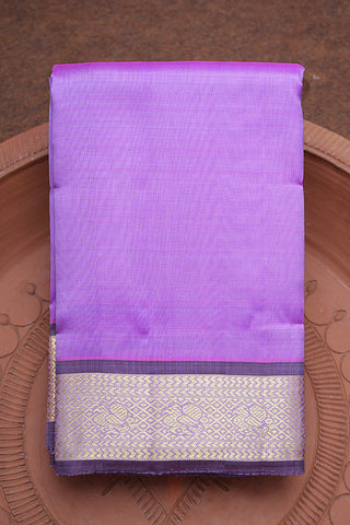 Traditional Zari Border With Plain Lavender Kanchipuram Silk Saree