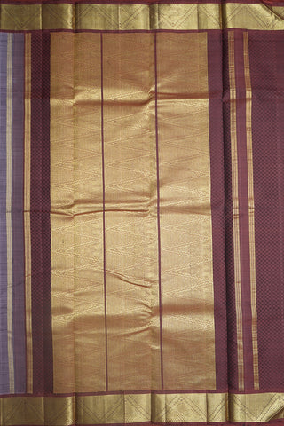 Elephant And Cow Design Dusty Purple Kanchipuram Silk Saree