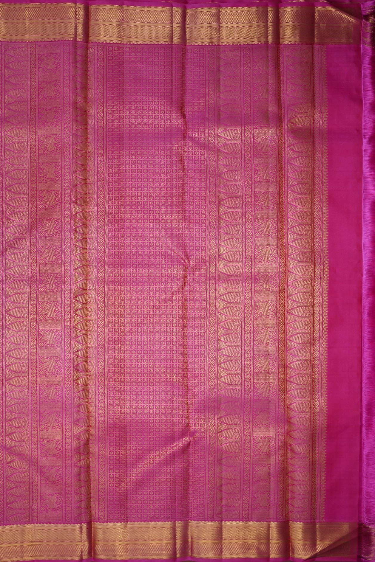Allover Floral And Gold Zari Paisley Butta Royal Orange Kanchipuram Silk Saree