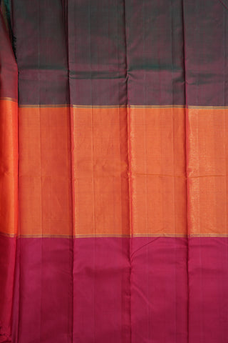 Big Ganga Jamuna Border Bright Orange Kanchipuram Silk Saree