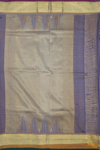 Kantha Work Space Blue Kanchipuram Silk Saree