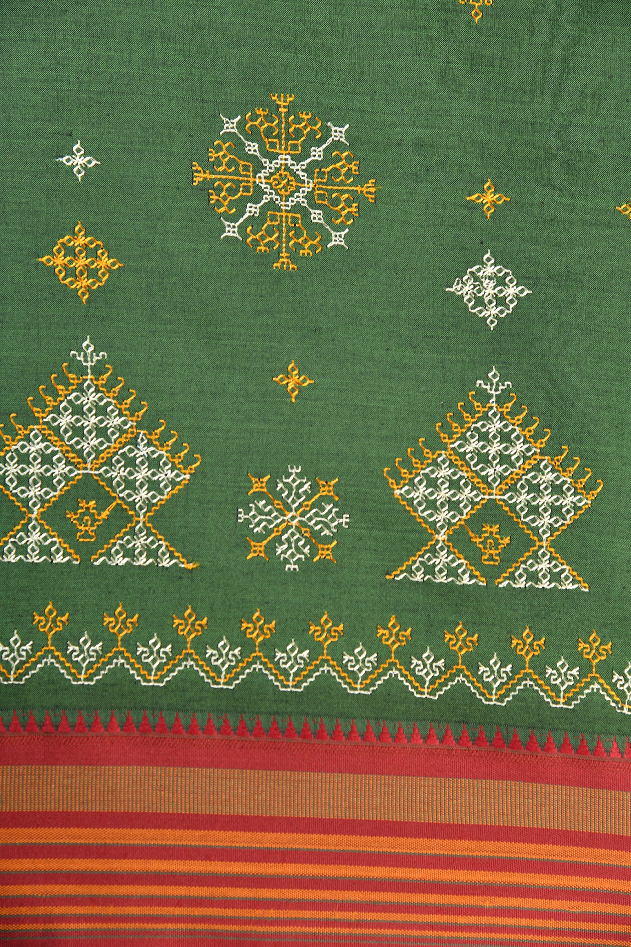 Kasuti Embroidery Work Green Dharwad Cotton Saree