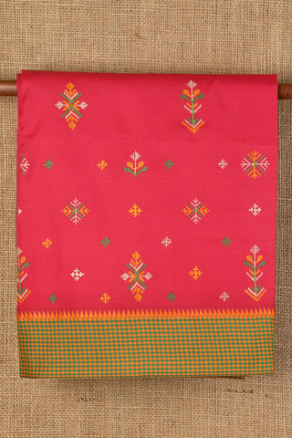 Kasuti Embroidery Work Pink Dharwad Cotton Saree