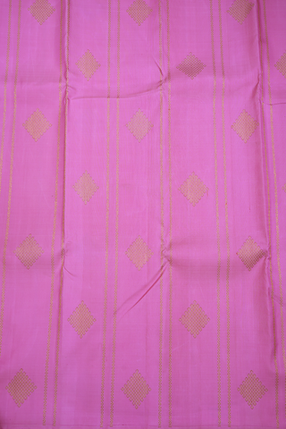Kolam And Neli Zari Design Lotus Pink Kanchipuram Silk Saree