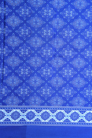 Kolam Design Lapis Blue Printed Silk Saree