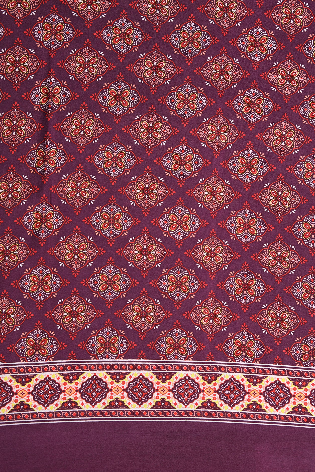 Kolam Design Mulberry Purple Printed Silk Saree