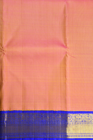 Korvai Small Border Pinkish Orange Kanchipuram Silk Saree