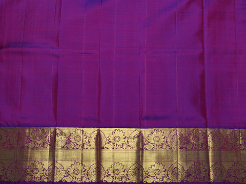 Korvai Floral Border With Bindi Buttis Pear Green Kanchipuram Silk Unstitched Pavadai Sattai Material