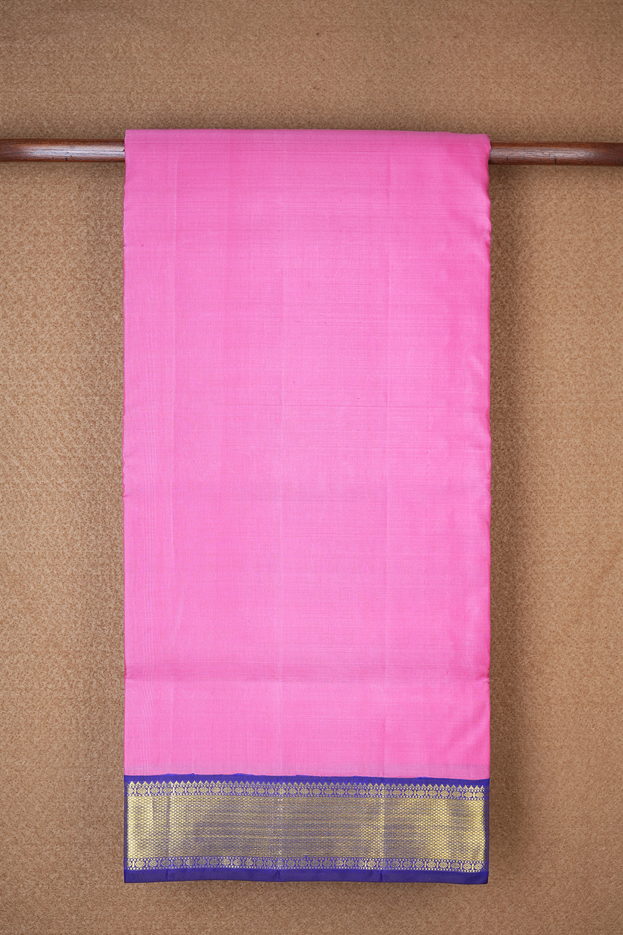 Korvai Zari Border Pink Kanchipuram Nine Yards Silk Saree
