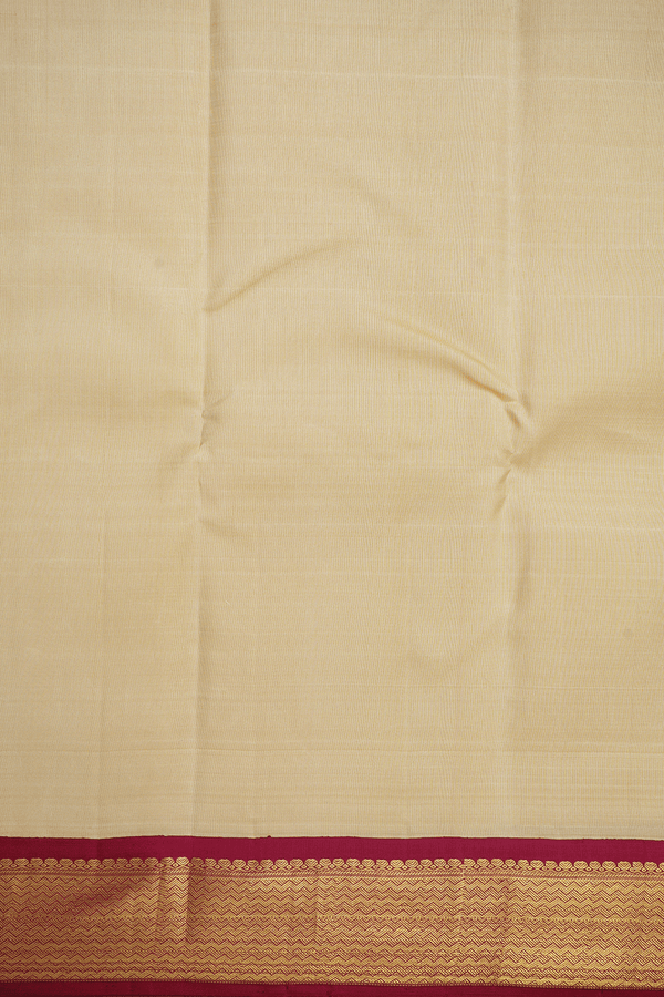 Korvai Zari Border Plain Light Tan Kanchipuram Silk Saree