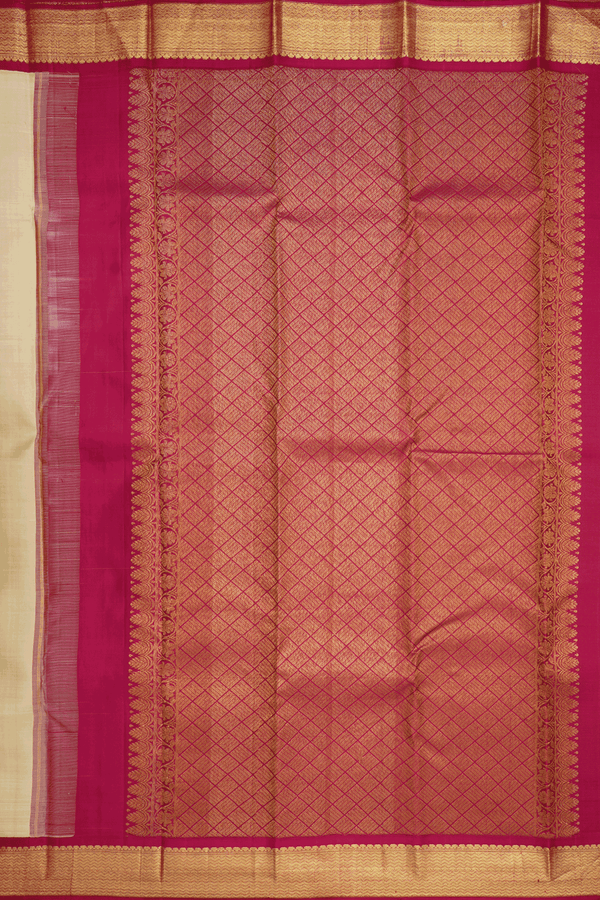 Korvai Zari Border Plain Light Tan Kanchipuram Silk Saree