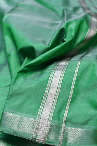 Kuyil Kann Zari Border Green Silk Dhoti With Angavastram Set